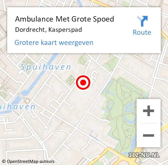 Locatie op kaart van de 112 melding: Ambulance Met Grote Spoed Naar Dordrecht, Kasperspad op 6 november 2023 22:57