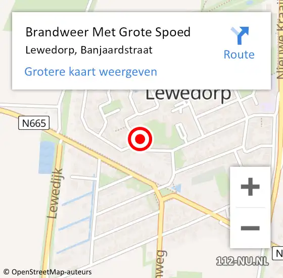 Locatie op kaart van de 112 melding: Brandweer Met Grote Spoed Naar Lewedorp, Banjaardstraat op 7 november 2023 00:03