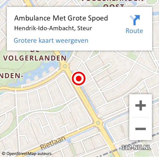 Locatie op kaart van de 112 melding: Ambulance Met Grote Spoed Naar Hendrik-Ido-Ambacht, Steur op 7 november 2023 02:21