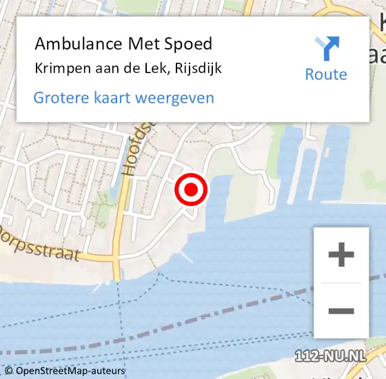 Locatie op kaart van de 112 melding: Ambulance Met Spoed Naar Krimpen aan de Lek, Rijsdijk op 7 november 2023 02:45