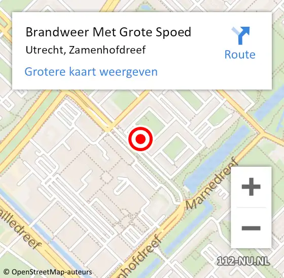 Locatie op kaart van de 112 melding: Brandweer Met Grote Spoed Naar Utrecht, Zamenhofdreef op 7 november 2023 07:29
