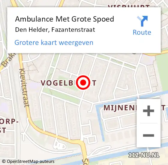 Locatie op kaart van de 112 melding: Ambulance Met Grote Spoed Naar Den Helder, Fazantenstraat op 7 november 2023 10:34