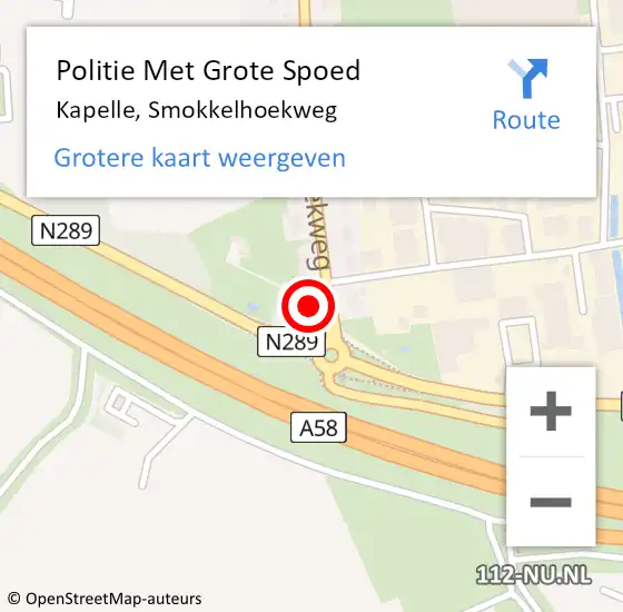 Locatie op kaart van de 112 melding: Politie Met Grote Spoed Naar Kapelle, Smokkelhoekweg op 7 november 2023 10:35