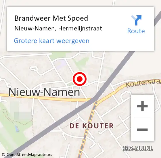Locatie op kaart van de 112 melding: Brandweer Met Spoed Naar Nieuw-Namen, Hermelijnstraat op 7 november 2023 12:13