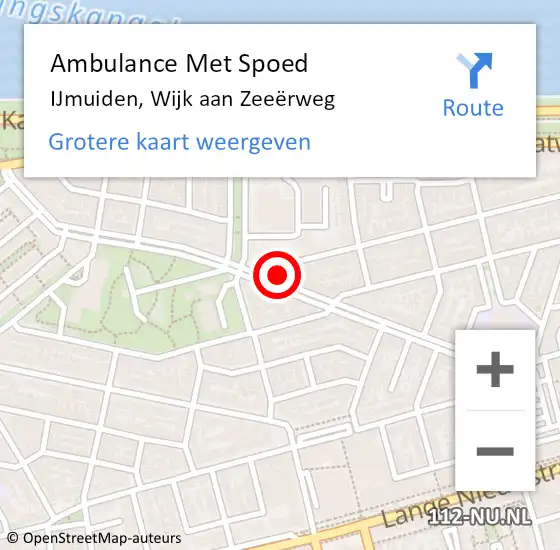 Locatie op kaart van de 112 melding: Ambulance Met Spoed Naar IJmuiden, Wijk aan Zeeërweg op 7 november 2023 12:33