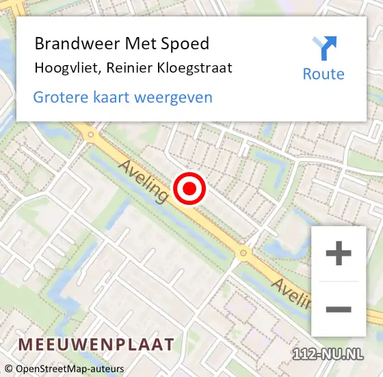 Locatie op kaart van de 112 melding: Brandweer Met Spoed Naar Hoogvliet, Reinier Kloegstraat op 7 november 2023 12:59