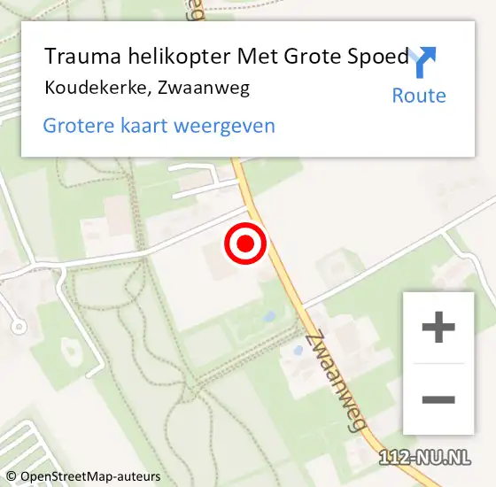 Locatie op kaart van de 112 melding: Trauma helikopter Met Grote Spoed Naar Koudekerke, Zwaanweg op 7 november 2023 13:14