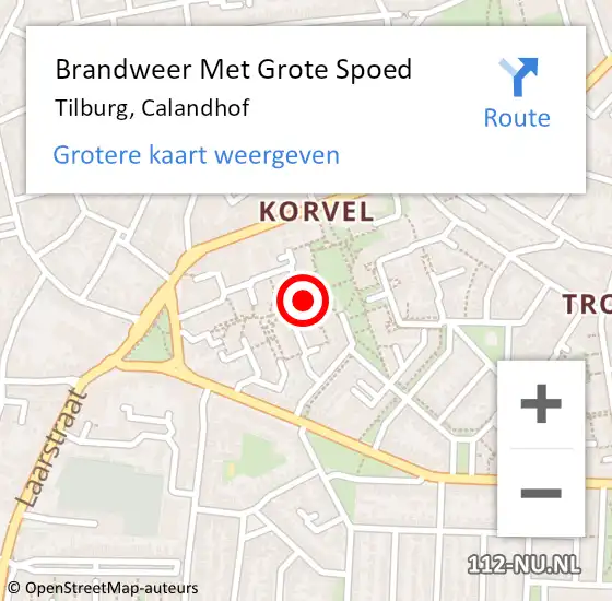 Locatie op kaart van de 112 melding: Brandweer Met Grote Spoed Naar Tilburg, Calandhof op 7 november 2023 14:06