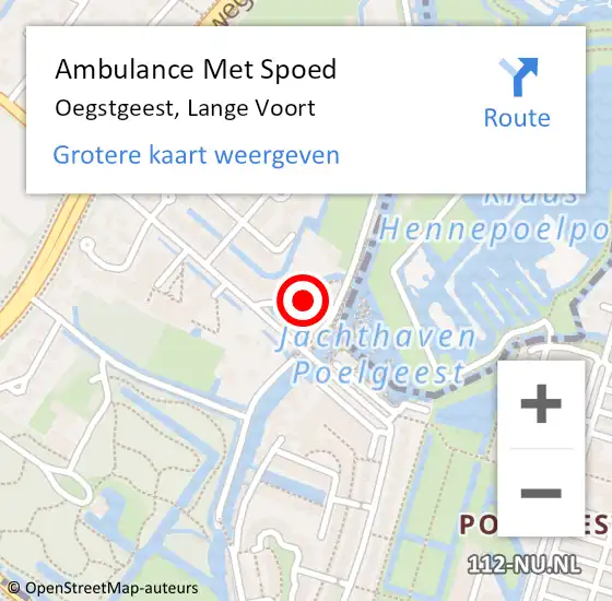 Locatie op kaart van de 112 melding: Ambulance Met Spoed Naar Oegstgeest, Lange Voort op 7 november 2023 14:32