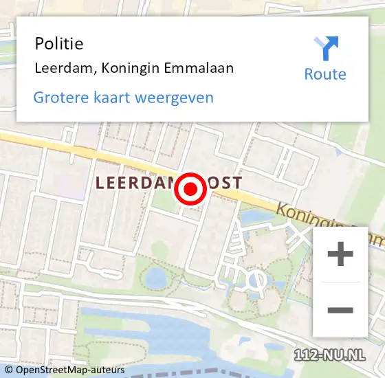 Locatie op kaart van de 112 melding: Politie Leerdam, Koningin Emmalaan op 7 november 2023 14:45