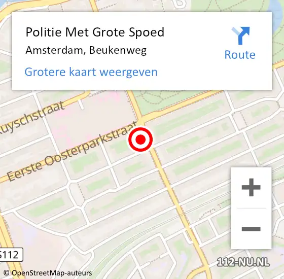 Locatie op kaart van de 112 melding: Politie Met Grote Spoed Naar Amsterdam, Beukenweg op 7 november 2023 16:24