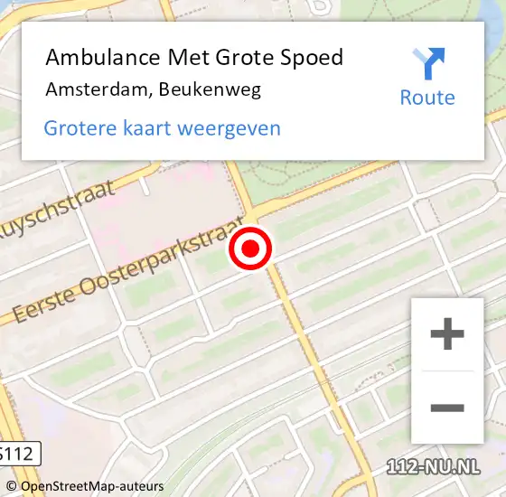 Locatie op kaart van de 112 melding: Ambulance Met Grote Spoed Naar Amsterdam, Beukenweg op 7 november 2023 16:26
