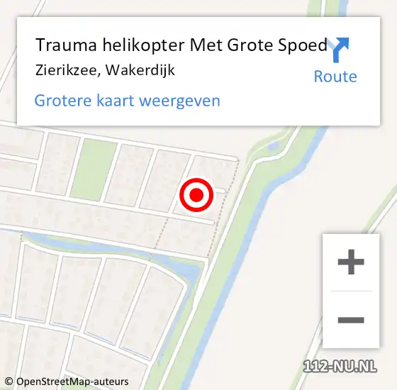 Locatie op kaart van de 112 melding: Trauma helikopter Met Grote Spoed Naar Zierikzee, Wakerdijk op 7 november 2023 16:29