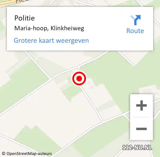Locatie op kaart van de 112 melding: Politie Maria-hoop, Klinkheiweg op 7 november 2023 17:03