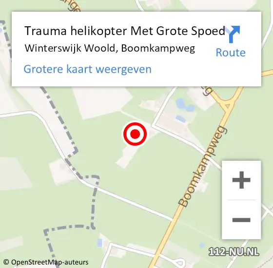 Locatie op kaart van de 112 melding: Trauma helikopter Met Grote Spoed Naar Winterswijk Woold, Boomkampweg op 7 november 2023 17:25
