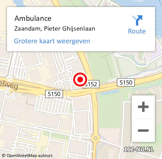 Locatie op kaart van de 112 melding: Ambulance Zaandam, Pieter Ghijsenlaan op 7 november 2023 18:03