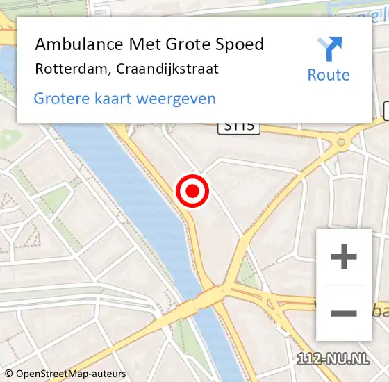 Locatie op kaart van de 112 melding: Ambulance Met Grote Spoed Naar Rotterdam, Craandijkstraat op 7 november 2023 18:20