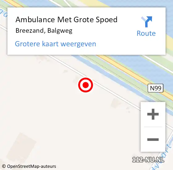 Locatie op kaart van de 112 melding: Ambulance Met Grote Spoed Naar Breezand, Balgweg op 7 november 2023 19:59