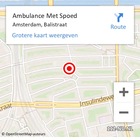 Locatie op kaart van de 112 melding: Ambulance Met Spoed Naar Amsterdam, Balistraat op 7 november 2023 20:10