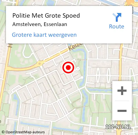 Locatie op kaart van de 112 melding: Politie Met Grote Spoed Naar Amstelveen, Essenlaan op 7 november 2023 20:11