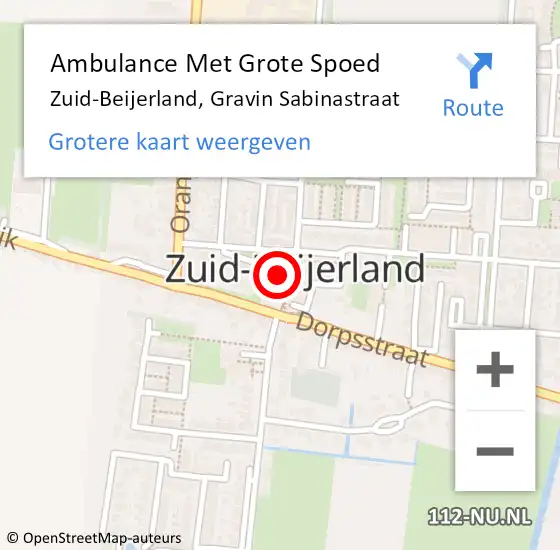 Locatie op kaart van de 112 melding: Ambulance Met Grote Spoed Naar Zuid-Beijerland, Gravin Sabinastraat op 7 november 2023 20:42