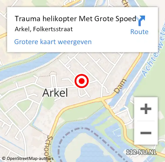 Locatie op kaart van de 112 melding: Trauma helikopter Met Grote Spoed Naar Arkel, Folkertsstraat op 7 november 2023 23:32