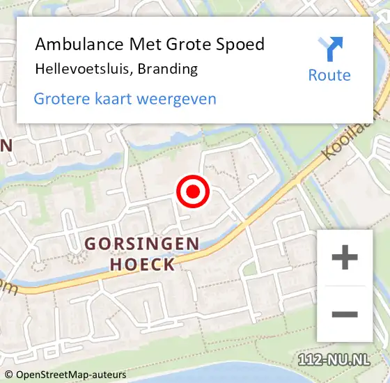 Locatie op kaart van de 112 melding: Ambulance Met Grote Spoed Naar Hellevoetsluis, Branding op 8 november 2023 00:11