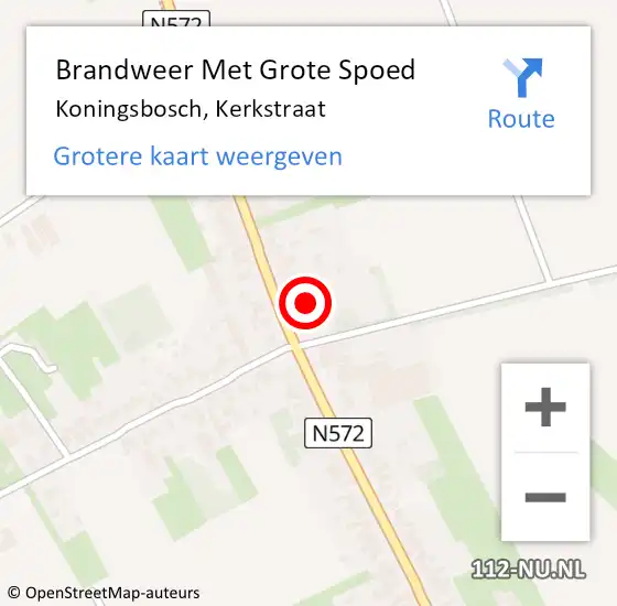 Locatie op kaart van de 112 melding: Brandweer Met Grote Spoed Naar Koningsbosch, Kerkstraat op 8 november 2023 01:32