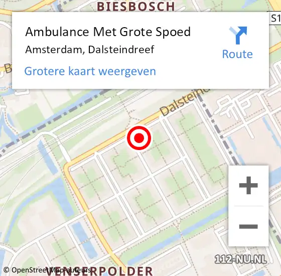 Locatie op kaart van de 112 melding: Ambulance Met Grote Spoed Naar Amsterdam, Dalsteindreef op 8 november 2023 02:44