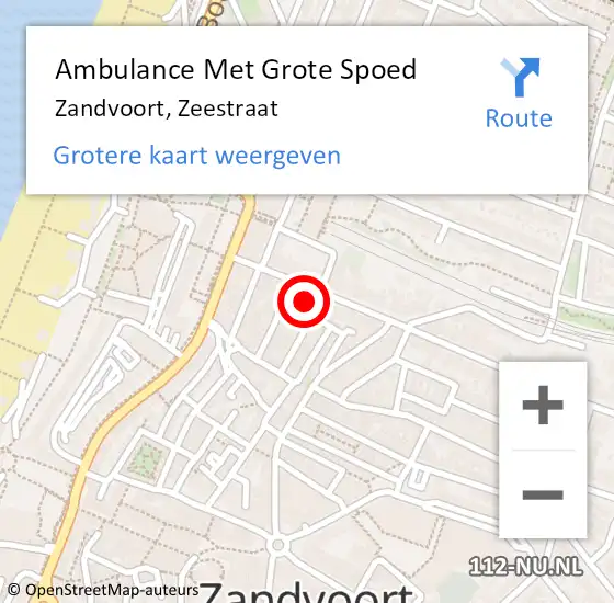 Locatie op kaart van de 112 melding: Ambulance Met Grote Spoed Naar Zandvoort, Zeestraat op 8 november 2023 04:56