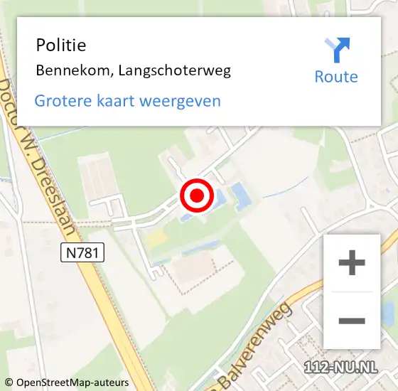 Locatie op kaart van de 112 melding: Politie Bennekom, Langschoterweg op 8 november 2023 06:25
