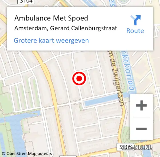 Locatie op kaart van de 112 melding: Ambulance Met Spoed Naar Amsterdam, Gerard Callenburgstraat op 8 november 2023 08:25