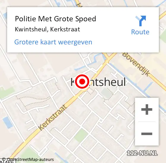Locatie op kaart van de 112 melding: Politie Met Grote Spoed Naar Kwintsheul, Kerkstraat op 8 november 2023 10:21