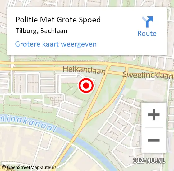 Locatie op kaart van de 112 melding: Politie Met Grote Spoed Naar Tilburg, Bachlaan op 8 november 2023 10:27