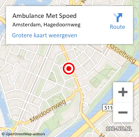 Locatie op kaart van de 112 melding: Ambulance Met Spoed Naar Amsterdam, Hagedoornweg op 8 november 2023 10:46