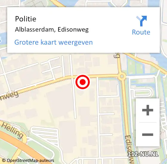 Locatie op kaart van de 112 melding: Politie Alblasserdam, Edisonweg op 8 november 2023 10:46