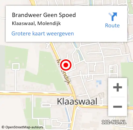 Locatie op kaart van de 112 melding: Brandweer Geen Spoed Naar Klaaswaal, Molendijk op 8 november 2023 11:17