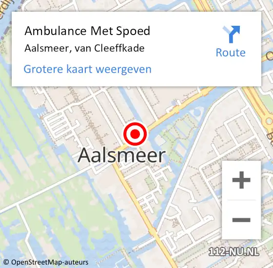 Locatie op kaart van de 112 melding: Ambulance Met Spoed Naar Aalsmeer, van Cleeffkade op 8 november 2023 12:41