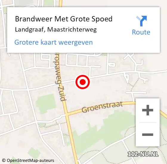 Locatie op kaart van de 112 melding: Brandweer Met Grote Spoed Naar Landgraaf, Maastrichterweg op 8 november 2023 13:12