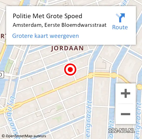 Locatie op kaart van de 112 melding: Politie Met Grote Spoed Naar Amsterdam, Eerste Bloemdwarsstraat op 8 november 2023 13:46