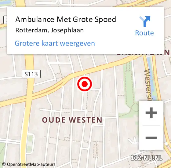 Locatie op kaart van de 112 melding: Ambulance Met Grote Spoed Naar Rotterdam, Josephlaan op 8 november 2023 14:00