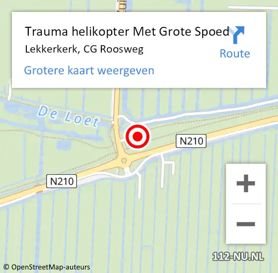 Locatie op kaart van de 112 melding: Trauma helikopter Met Grote Spoed Naar Lekkerkerk, CG Roosweg op 8 november 2023 14:14