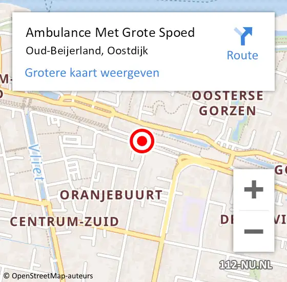Locatie op kaart van de 112 melding: Ambulance Met Grote Spoed Naar Oud-Beijerland, Oostdijk op 8 november 2023 14:30