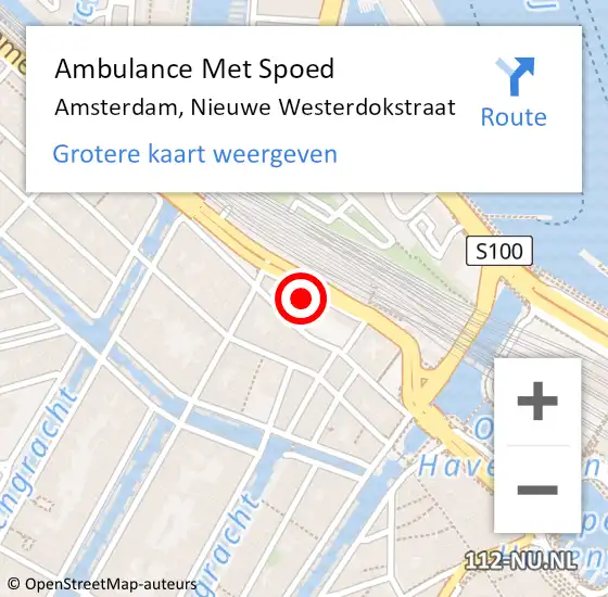Locatie op kaart van de 112 melding: Ambulance Met Spoed Naar Amsterdam, Nieuwe Westerdokstraat op 8 november 2023 14:34