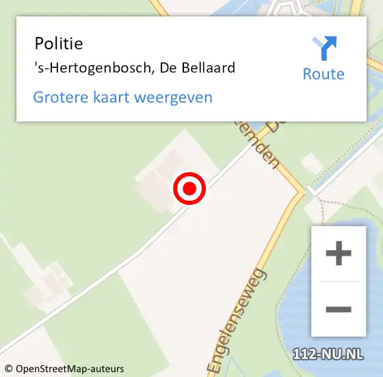 Locatie op kaart van de 112 melding: Politie 's-Hertogenbosch, De Bellaard op 8 november 2023 14:50
