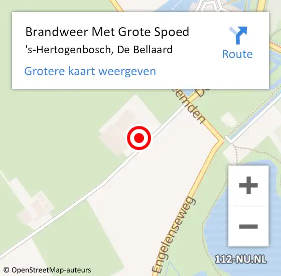 Locatie op kaart van de 112 melding: Brandweer Met Grote Spoed Naar 's-Hertogenbosch, De Bellaard op 8 november 2023 14:50