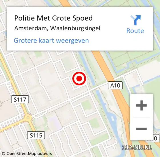 Locatie op kaart van de 112 melding: Politie Met Grote Spoed Naar Amsterdam, Waalenburgsingel op 8 november 2023 16:22