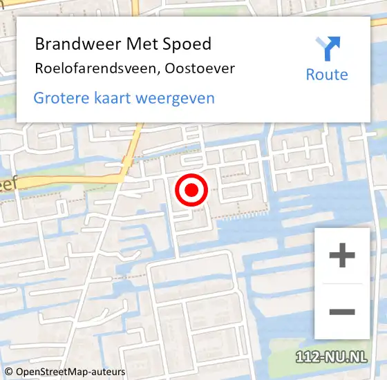 Locatie op kaart van de 112 melding: Brandweer Met Spoed Naar Roelofarendsveen, Oostoever op 8 november 2023 17:37