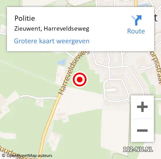 Locatie op kaart van de 112 melding: Politie Zieuwent, Harreveldseweg op 8 november 2023 18:20