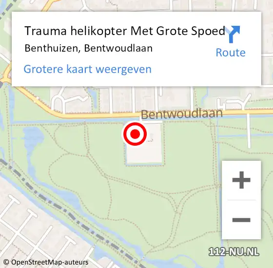 Locatie op kaart van de 112 melding: Trauma helikopter Met Grote Spoed Naar Benthuizen, Bentwoudlaan op 8 november 2023 18:47